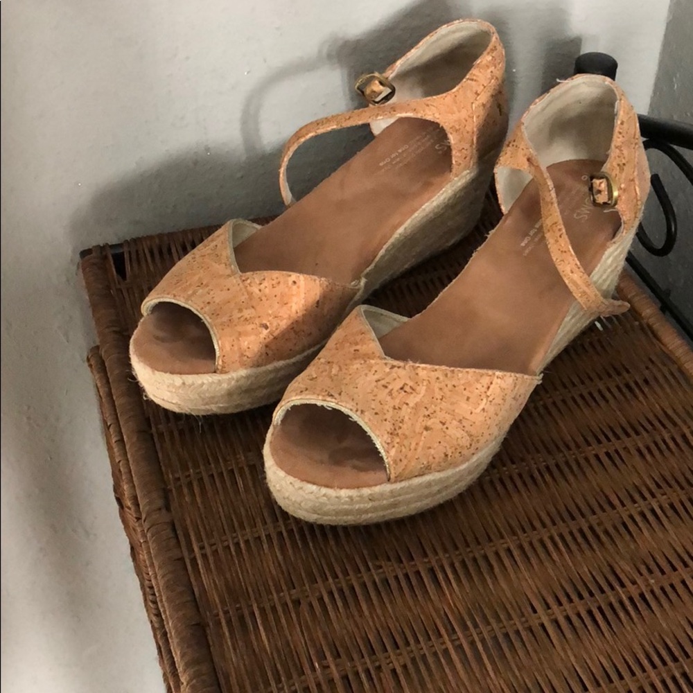 TOMS cork wedges.